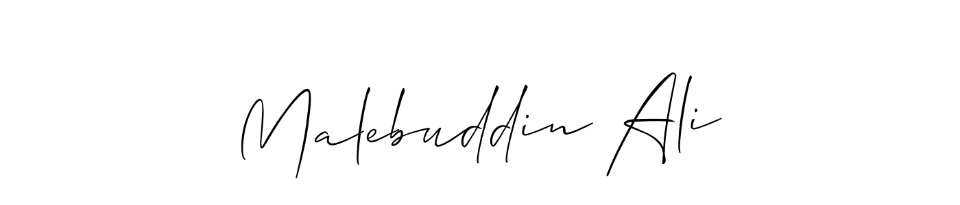 Design your own signature with our free online signature maker. With this signature software, you can create a handwritten (Allison_Script) signature for name Malebuddin Ali. Malebuddin Ali signature style 2 images and pictures png