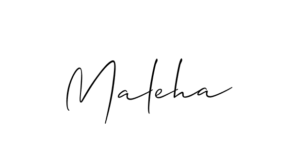 Use a signature maker to create a handwritten signature online. With this signature software, you can design (Allison_Script) your own signature for name Maleha. Maleha signature style 2 images and pictures png