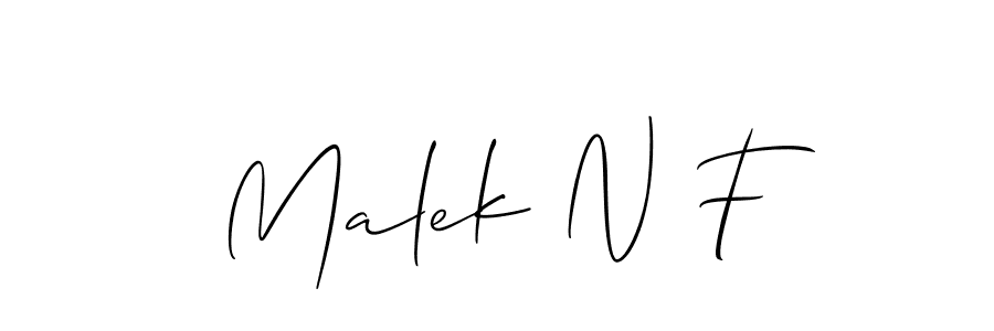 Use a signature maker to create a handwritten signature online. With this signature software, you can design (Allison_Script) your own signature for name Malek N F. Malek N F signature style 2 images and pictures png