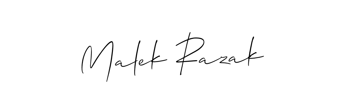 Use a signature maker to create a handwritten signature online. With this signature software, you can design (Allison_Script) your own signature for name Malek Razak. Malek Razak signature style 2 images and pictures png