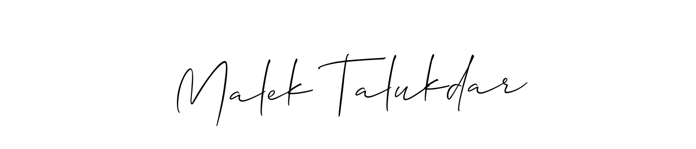 Also we have Malek Talukdar name is the best signature style. Create professional handwritten signature collection using Allison_Script autograph style. Malek Talukdar signature style 2 images and pictures png
