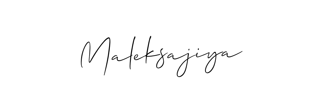 Use a signature maker to create a handwritten signature online. With this signature software, you can design (Allison_Script) your own signature for name Maleksajiya. Maleksajiya signature style 2 images and pictures png