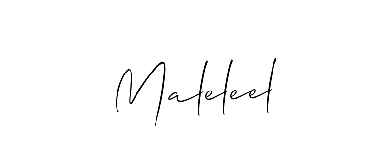 The best way (Allison_Script) to make a short signature is to pick only two or three words in your name. The name Maleleel include a total of six letters. For converting this name. Maleleel signature style 2 images and pictures png