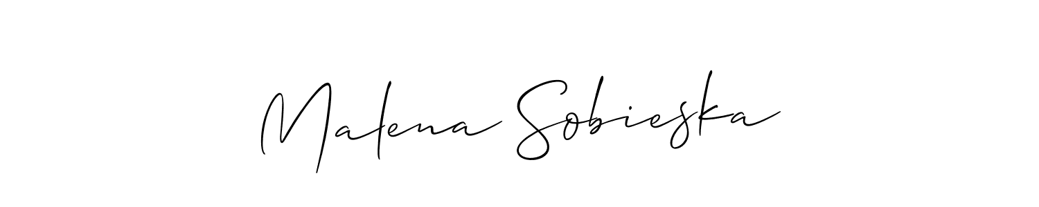 How to Draw Malena Sobieska signature style? Allison_Script is a latest design signature styles for name Malena Sobieska. Malena Sobieska signature style 2 images and pictures png