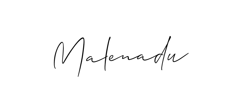 Use a signature maker to create a handwritten signature online. With this signature software, you can design (Allison_Script) your own signature for name Malenadu. Malenadu signature style 2 images and pictures png