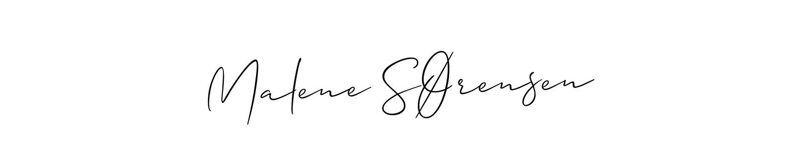 Malene SØrensen stylish signature style. Best Handwritten Sign (Allison_Script) for my name. Handwritten Signature Collection Ideas for my name Malene SØrensen. Malene SØrensen signature style 2 images and pictures png