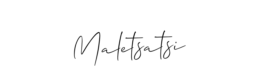 Use a signature maker to create a handwritten signature online. With this signature software, you can design (Allison_Script) your own signature for name Maletsatsi. Maletsatsi signature style 2 images and pictures png