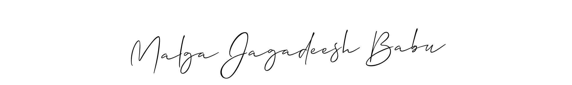 The best way (Allison_Script) to make a short signature is to pick only two or three words in your name. The name Malga Jagadeesh Babu include a total of six letters. For converting this name. Malga Jagadeesh Babu signature style 2 images and pictures png