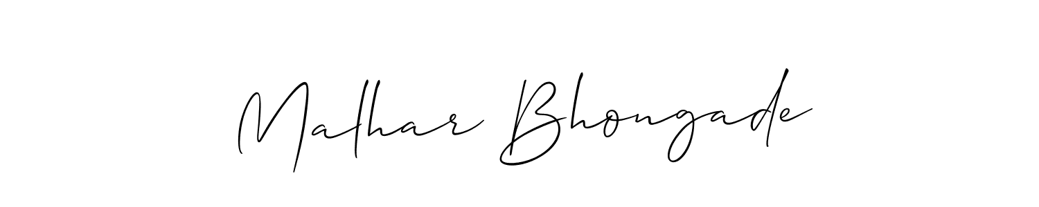 Similarly Allison_Script is the best handwritten signature design. Signature creator online .You can use it as an online autograph creator for name Malhar Bhongade. Malhar Bhongade signature style 2 images and pictures png