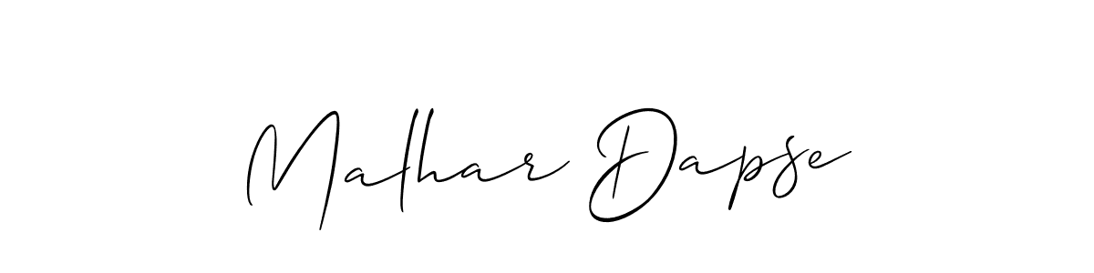 Use a signature maker to create a handwritten signature online. With this signature software, you can design (Allison_Script) your own signature for name Malhar Dapse. Malhar Dapse signature style 2 images and pictures png