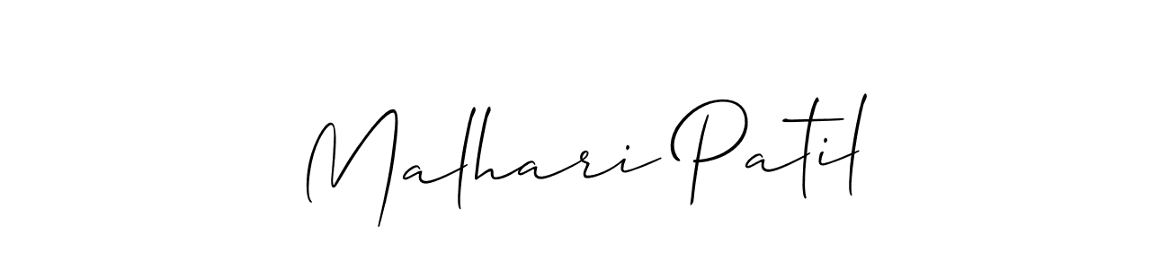 How to make Malhari Patil name signature. Use Allison_Script style for creating short signs online. This is the latest handwritten sign. Malhari Patil signature style 2 images and pictures png