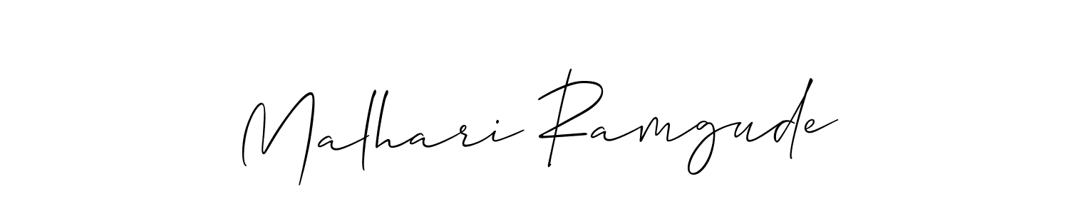 Similarly Allison_Script is the best handwritten signature design. Signature creator online .You can use it as an online autograph creator for name Malhari Ramgude. Malhari Ramgude signature style 2 images and pictures png