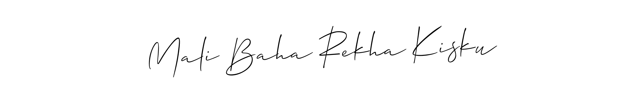 The best way (Allison_Script) to make a short signature is to pick only two or three words in your name. The name Mali Baha Rekha Kisku include a total of six letters. For converting this name. Mali Baha Rekha Kisku signature style 2 images and pictures png