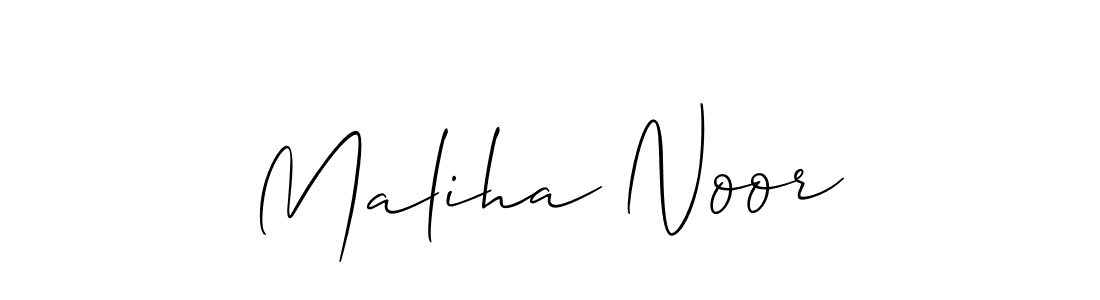 The best way (Allison_Script) to make a short signature is to pick only two or three words in your name. The name Maliha Noor include a total of six letters. For converting this name. Maliha Noor signature style 2 images and pictures png