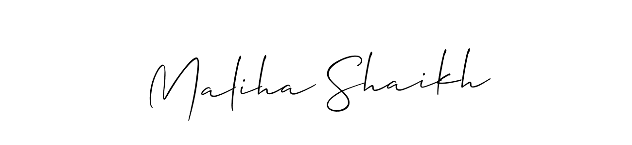Create a beautiful signature design for name Maliha Shaikh. With this signature (Allison_Script) fonts, you can make a handwritten signature for free. Maliha Shaikh signature style 2 images and pictures png