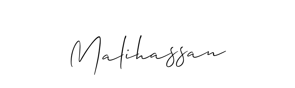 Use a signature maker to create a handwritten signature online. With this signature software, you can design (Allison_Script) your own signature for name Malihassan. Malihassan signature style 2 images and pictures png