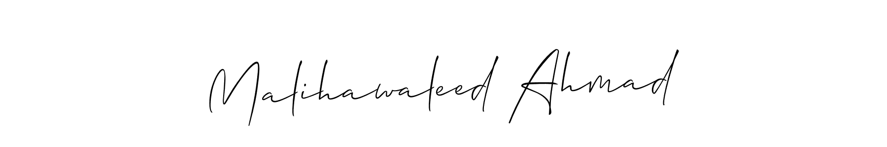 You can use this online signature creator to create a handwritten signature for the name Malihawaleed Ahmad. This is the best online autograph maker. Malihawaleed Ahmad signature style 2 images and pictures png