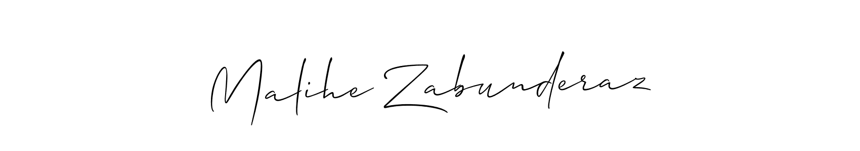 if you are searching for the best signature style for your name Malihe Zabunderaz. so please give up your signature search. here we have designed multiple signature styles  using Allison_Script. Malihe Zabunderaz signature style 2 images and pictures png