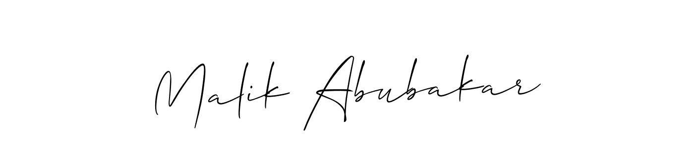 Make a beautiful signature design for name Malik Abubakar. With this signature (Allison_Script) style, you can create a handwritten signature for free. Malik Abubakar signature style 2 images and pictures png