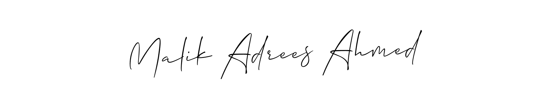 Make a short Malik Adrees Ahmed signature style. Manage your documents anywhere anytime using Allison_Script. Create and add eSignatures, submit forms, share and send files easily. Malik Adrees Ahmed signature style 2 images and pictures png