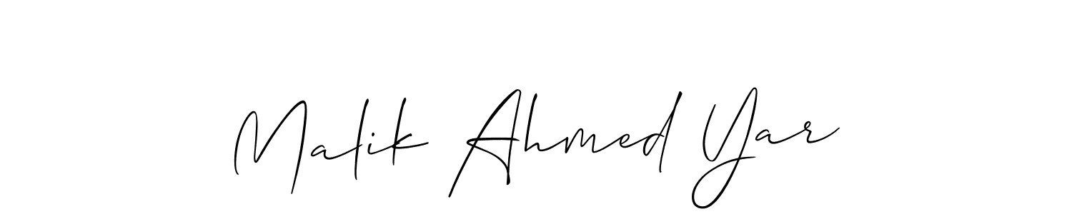 Similarly Allison_Script is the best handwritten signature design. Signature creator online .You can use it as an online autograph creator for name Malik Ahmed Yar. Malik Ahmed Yar signature style 2 images and pictures png