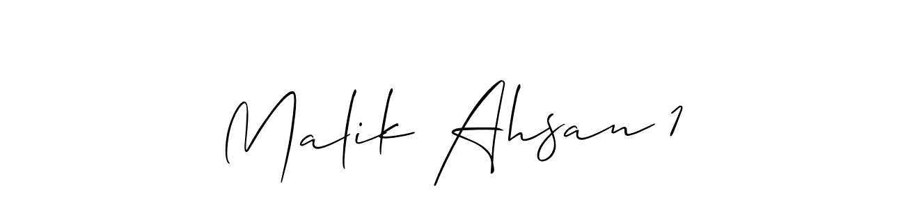 Design your own signature with our free online signature maker. With this signature software, you can create a handwritten (Allison_Script) signature for name Malik Ahsan 1. Malik Ahsan 1 signature style 2 images and pictures png