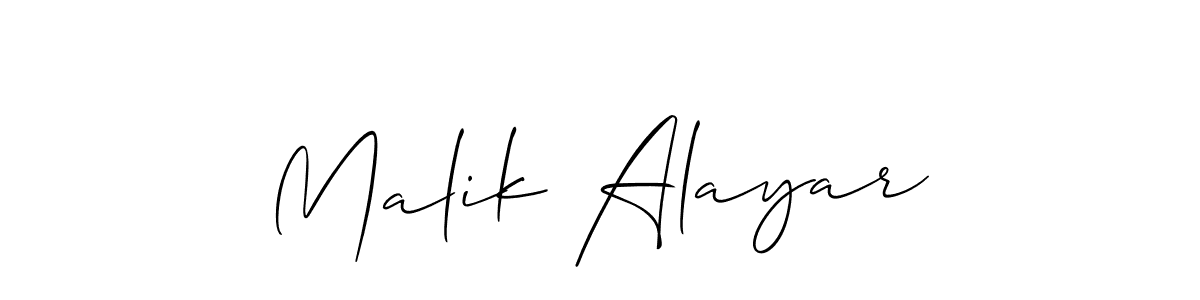 Design your own signature with our free online signature maker. With this signature software, you can create a handwritten (Allison_Script) signature for name Malik Alayar. Malik Alayar signature style 2 images and pictures png