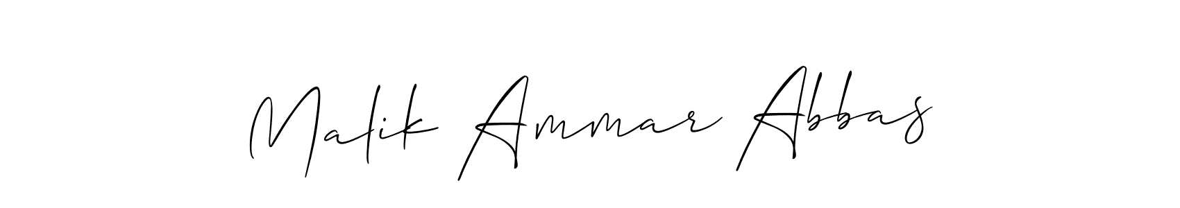 Make a beautiful signature design for name Malik Ammar Abbas. With this signature (Allison_Script) style, you can create a handwritten signature for free. Malik Ammar Abbas signature style 2 images and pictures png