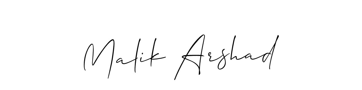 The best way (Allison_Script) to make a short signature is to pick only two or three words in your name. The name Malik Arshad include a total of six letters. For converting this name. Malik Arshad signature style 2 images and pictures png