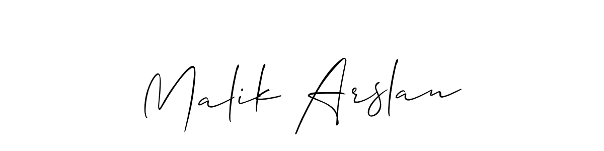 Use a signature maker to create a handwritten signature online. With this signature software, you can design (Allison_Script) your own signature for name Malik Arslan. Malik Arslan signature style 2 images and pictures png