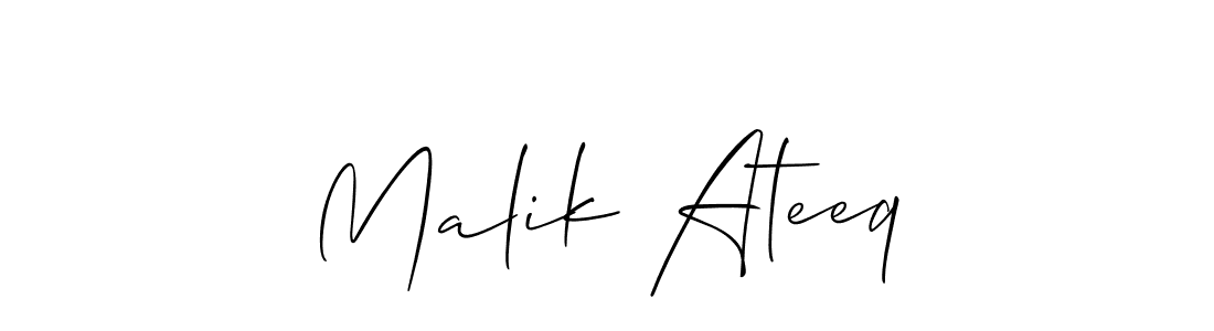 Use a signature maker to create a handwritten signature online. With this signature software, you can design (Allison_Script) your own signature for name Malik Ateeq. Malik Ateeq signature style 2 images and pictures png