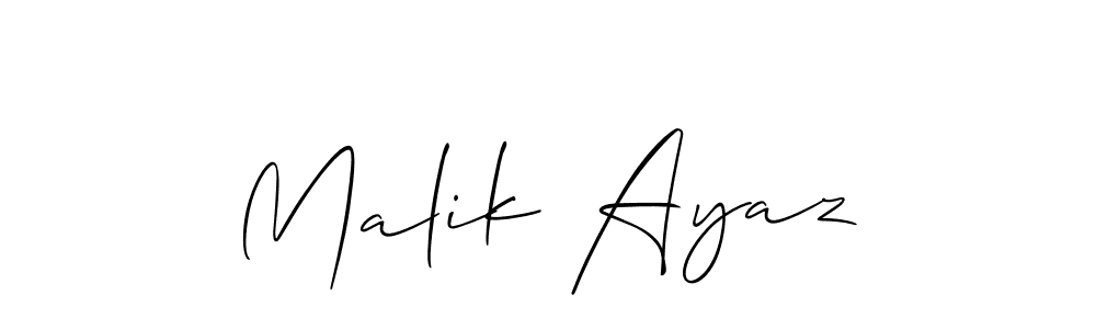 Use a signature maker to create a handwritten signature online. With this signature software, you can design (Allison_Script) your own signature for name Malik Ayaz. Malik Ayaz signature style 2 images and pictures png