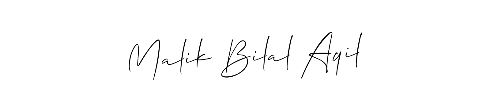 You should practise on your own different ways (Allison_Script) to write your name (Malik Bilal Aqil) in signature. don't let someone else do it for you. Malik Bilal Aqil signature style 2 images and pictures png