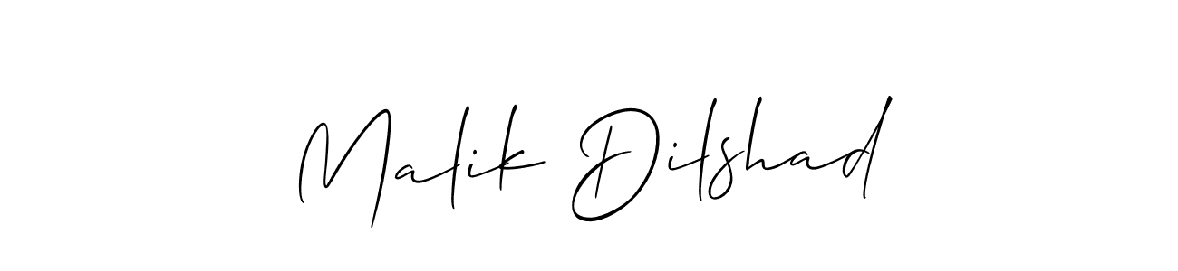 if you are searching for the best signature style for your name Malik Dilshad. so please give up your signature search. here we have designed multiple signature styles  using Allison_Script. Malik Dilshad signature style 2 images and pictures png