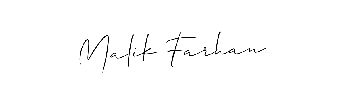 Use a signature maker to create a handwritten signature online. With this signature software, you can design (Allison_Script) your own signature for name Malik Farhan. Malik Farhan signature style 2 images and pictures png