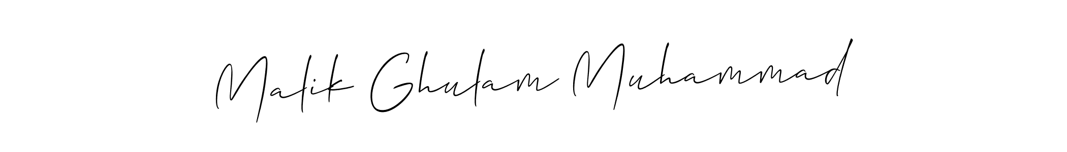 Allison_Script is a professional signature style that is perfect for those who want to add a touch of class to their signature. It is also a great choice for those who want to make their signature more unique. Get Malik Ghulam Muhammad name to fancy signature for free. Malik Ghulam Muhammad signature style 2 images and pictures png