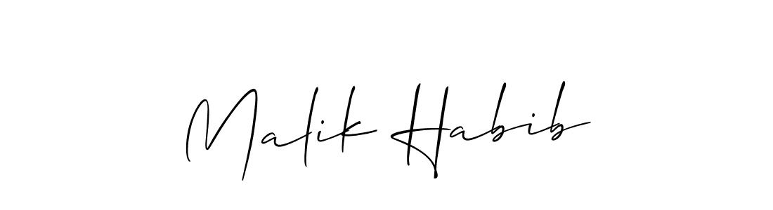 Use a signature maker to create a handwritten signature online. With this signature software, you can design (Allison_Script) your own signature for name Malik Habib. Malik Habib signature style 2 images and pictures png