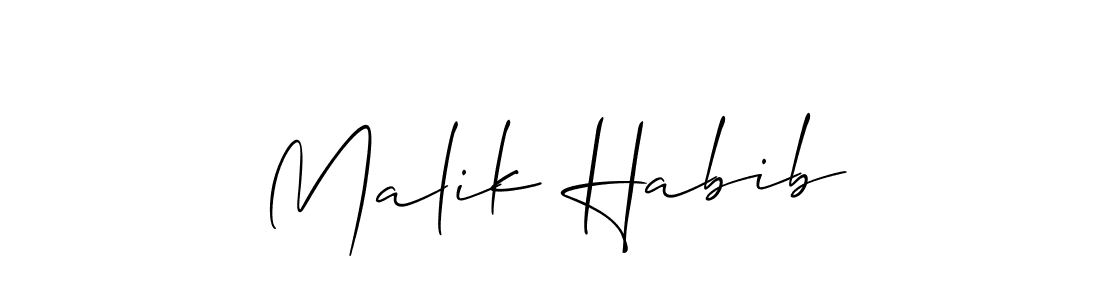 Use a signature maker to create a handwritten signature online. With this signature software, you can design (Allison_Script) your own signature for name Malik Habib. Malik Habib signature style 2 images and pictures png