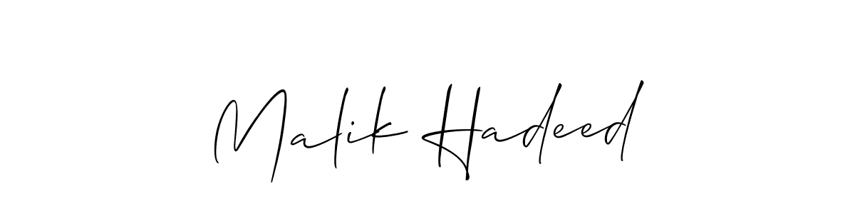 Create a beautiful signature design for name Malik Hadeed. With this signature (Allison_Script) fonts, you can make a handwritten signature for free. Malik Hadeed signature style 2 images and pictures png