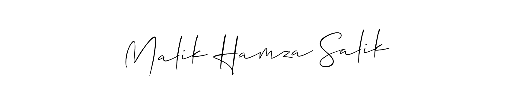 Allison_Script is a professional signature style that is perfect for those who want to add a touch of class to their signature. It is also a great choice for those who want to make their signature more unique. Get Malik Hamza Salik name to fancy signature for free. Malik Hamza Salik signature style 2 images and pictures png