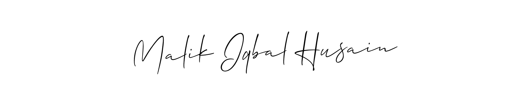 The best way (Allison_Script) to make a short signature is to pick only two or three words in your name. The name Malik Iqbal Husain include a total of six letters. For converting this name. Malik Iqbal Husain signature style 2 images and pictures png