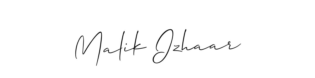 The best way (Allison_Script) to make a short signature is to pick only two or three words in your name. The name Malik Izhaar include a total of six letters. For converting this name. Malik Izhaar signature style 2 images and pictures png