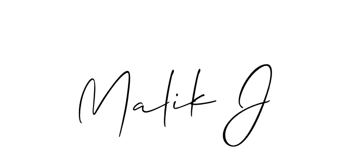 The best way (Allison_Script) to make a short signature is to pick only two or three words in your name. The name Malik J include a total of six letters. For converting this name. Malik J signature style 2 images and pictures png