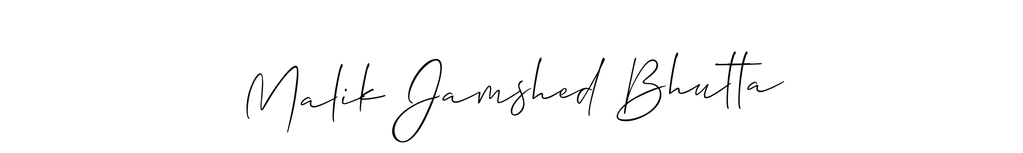 Also You can easily find your signature by using the search form. We will create Malik Jamshed Bhutta name handwritten signature images for you free of cost using Allison_Script sign style. Malik Jamshed Bhutta signature style 2 images and pictures png