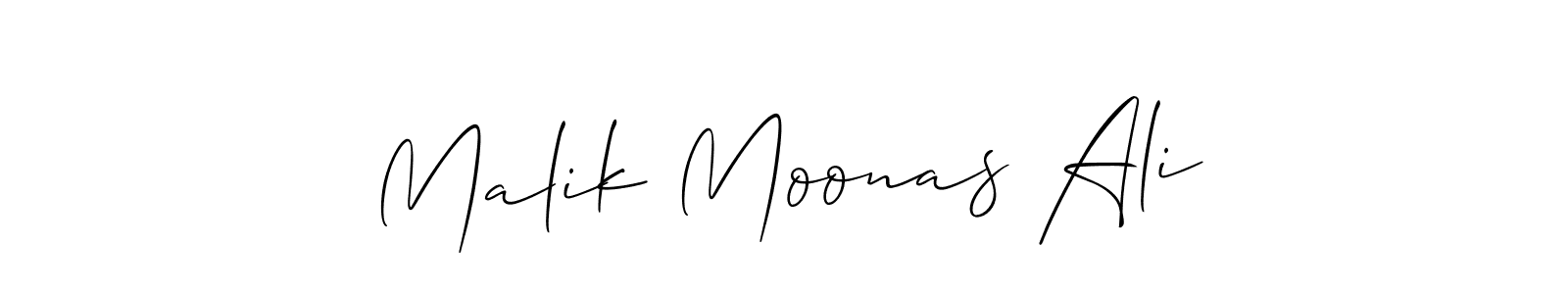 How to make Malik Moonas Ali name signature. Use Allison_Script style for creating short signs online. This is the latest handwritten sign. Malik Moonas Ali signature style 2 images and pictures png
