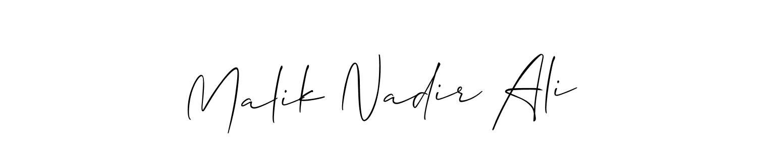 This is the best signature style for the Malik Nadir Ali name. Also you like these signature font (Allison_Script). Mix name signature. Malik Nadir Ali signature style 2 images and pictures png