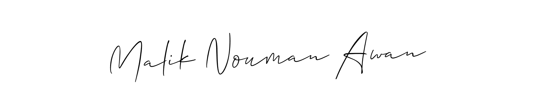 How to make Malik Nouman Awan name signature. Use Allison_Script style for creating short signs online. This is the latest handwritten sign. Malik Nouman Awan signature style 2 images and pictures png