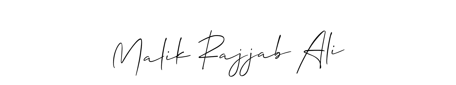 How to make Malik Rajjab Ali name signature. Use Allison_Script style for creating short signs online. This is the latest handwritten sign. Malik Rajjab Ali signature style 2 images and pictures png