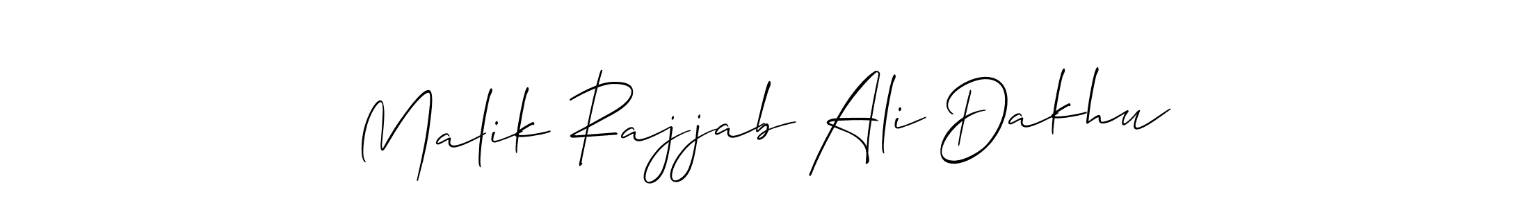 Make a short Malik Rajjab Ali Dakhu signature style. Manage your documents anywhere anytime using Allison_Script. Create and add eSignatures, submit forms, share and send files easily. Malik Rajjab Ali Dakhu signature style 2 images and pictures png