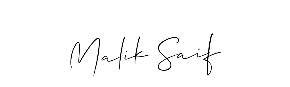 The best way (Allison_Script) to make a short signature is to pick only two or three words in your name. The name Malik Saif include a total of six letters. For converting this name. Malik Saif signature style 2 images and pictures png